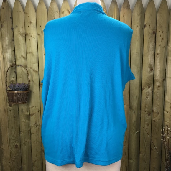 NWT Karen Scott II Teal Blue Button Down Top 3X - Picture 3 of 6